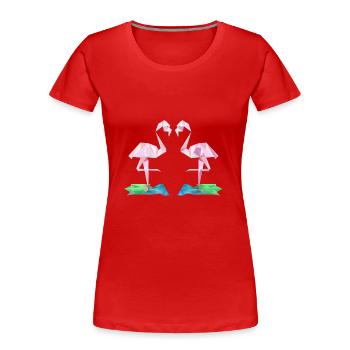 Low-Poly Flamingos - Women's Premium Organic T-Shirt - red - Front - Mia (176cm)
