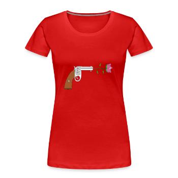 Frieden pistol rose no war flower power peace colt - Women's Premium Organic T-Shirt - red - Front - Mia (176cm)