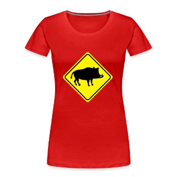 Warnung - Wild Schwein Keiler - 2 Farb Vektor - Frauen Premium Bio T-Shirt - Rot - Vorne - Mia (176cm)
