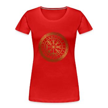 Vegvisir - Viking Navigation Compass - Women's Premium Organic T-Shirt - red - Front - Mia (176cm)