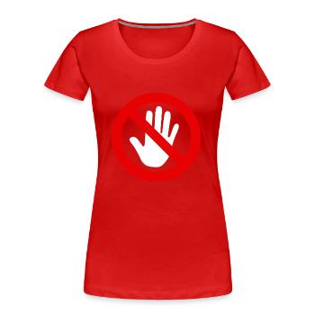 anfassen verboten weiß - Frauen Premium Bio T-Shirt - Rot - Vorne - Mia (176cm)