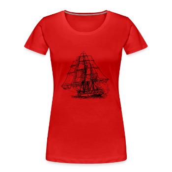 Schiff - Frauen Premium Bio T-Shirt - Rot - Vorne - Mia (176cm)