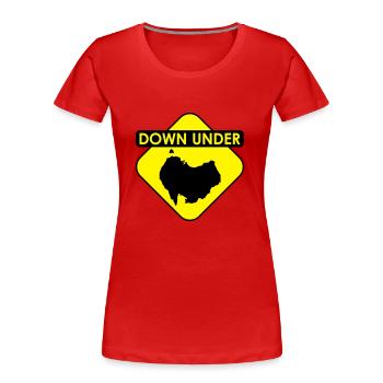 Australia Down Under Sign upside down - Frauen Premium Bio T-Shirt - Rot - Vorne - Mia (176cm)