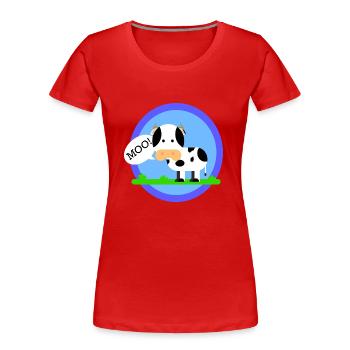 The cow makes muh! - Women's Premium Organic T-Shirt - red - Front - Mia (176cm)