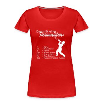 Dynamik eines Posaunisten - Frauen Premium Bio T-Shirt - Rot - Vorne - Mia (176cm)