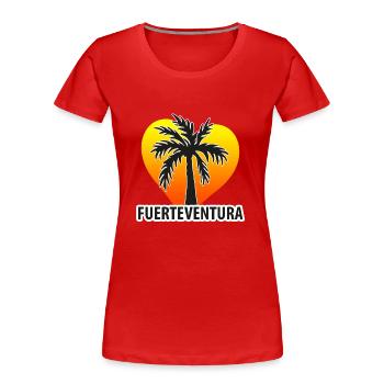 Fuerteventura Palme Coeur - T-shirt bio Premium Femme - rouge - Devant - Mia (176cm)