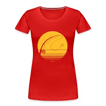 Pêche au crépuscule - T-shirt bio Premium Femme - rouge - Devant - Mia (176cm)