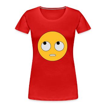 Emoji dein Ernst - Der Augenroller - Frauen Premium Bio T-Shirt - Rot - Vorne - Mia (176cm)