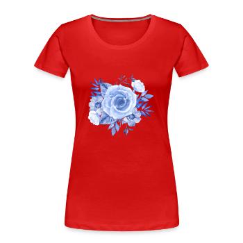 Blaue Rose - Frauen Premium Bio T-Shirt - Rot - Vorne - Mia (176cm)