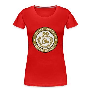 Tapferkeitsmedaille 50 Jahre Goldene Hochzeit 3C - Frauen Premium Bio T-Shirt - Rot - Vorne - Mia (176cm)