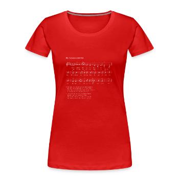 die Gedanken sind frei + weiss - Frauen Premium Bio T-Shirt - Rot - Vorne - Mia (176cm)