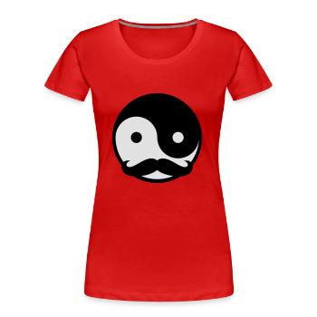 Mustache Yin Yang - T-shirt bio Premium Femme - rouge - Devant - Mia (176cm)