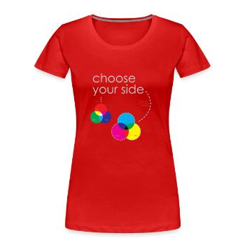 Color systems - Women's Premium Organic T-Shirt - red - Front - Mia (176cm)
