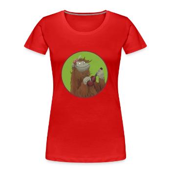Singe avec ukulélé - T-shirt bio Premium Femme - rouge - Devant - Mia (176cm)