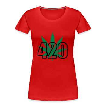 420 Cannabis - Frauen Premium Bio T-Shirt - Rot - Vorne - Mia (176cm)