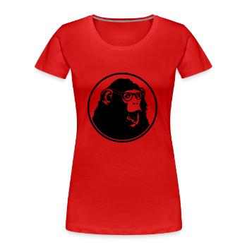Nerdy Ape with Glasses - Frauen Premium Bio T-Shirt - Rot - Vorne - Mia (176cm)