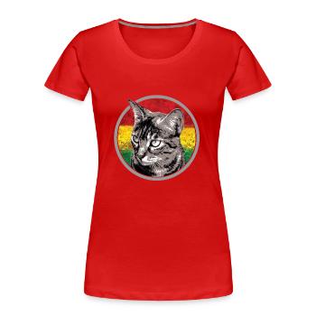 Reggae Cat - Women's Premium Organic T-Shirt - red - Front - Mia (176cm)