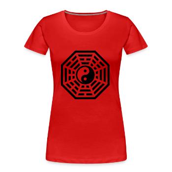Bagua, Pa-kua, Yin Yang, Chi, Feng Shui - Frauen Premium Bio T-Shirt - Rot - Vorne - Mia (176cm)