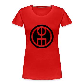 Galdrastafir, Icelandic Bind Rune, Attract Love - T-shirt bio Premium Femme - rouge - Devant - Mia (176cm)