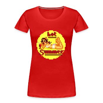 pixel pinup hot buzzer - Women's Premium Organic T-Shirt - red - Front - Mia (176cm)