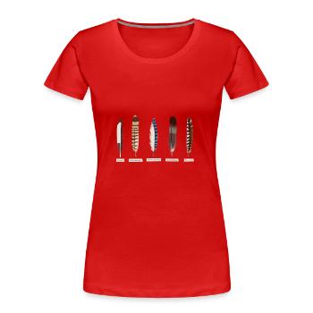 Feathers Jay Falcon Elster Green Woodpecker Pigeon - Women's Premium Organic T-Shirt - red - Front - Mia (176cm)