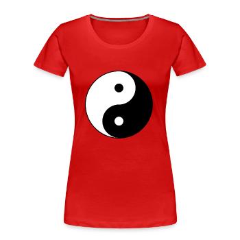 Yin Yang Symbol - Women's Premium Organic T-Shirt - red - Front - Mia (176cm)