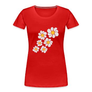 muster design blau blume daisy butterblume gänsebl - Frauen Premium Bio T-Shirt - Rot - Vorne - Mia (176cm)
