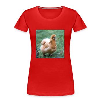 Poulet nain soyeux (Poulet nain en soie) - T-shirt bio Premium Femme - rouge - Devant - Mia (176cm)