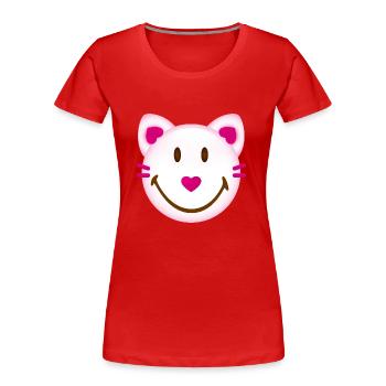 Smiley Cat - Frauen Premium Bio T-Shirt - Rot - Vorne - Mia (176cm)