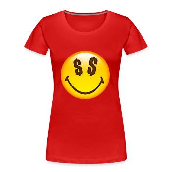 Smiley Dollar Signs - Women's Premium Organic T-Shirt - red - Front - Mia (176cm)
