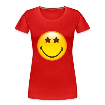 Smiley Glossy Stars - Frauen Premium Bio T-Shirt - Rot - Vorne - Mia (176cm)