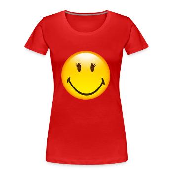 Smiley Glossy Happy Eyelashes - Women's Premium Organic T-Shirt - red - Front - Mia (176cm)