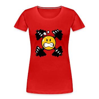 Smiley Weight Lifting - Frauen Premium Bio T-Shirt - Rot - Vorne - Mia (176cm)