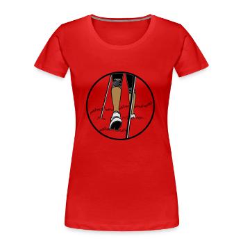 chaussures de marche aller - T-shirt bio Premium Femme - rouge - Devant - Mia (176cm)