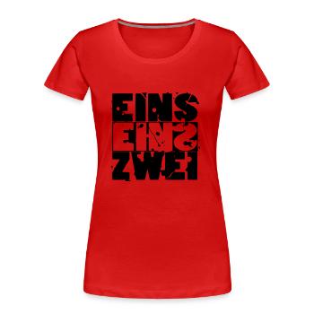 Eins Eins Zwei - 112 - Frauen Premium Bio T-Shirt - Rot - Vorne - Mia (176cm)