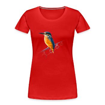 Eisvogel auf einer Angelrute - Frauen Premium Bio T-Shirt - Rot - Vorne - Mia (176cm)