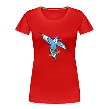 Skateboard Wellensittich (blau, cap lila/türkis) - Frauen Premium Bio T-Shirt - Rot - Vorne - Mia (176cm)