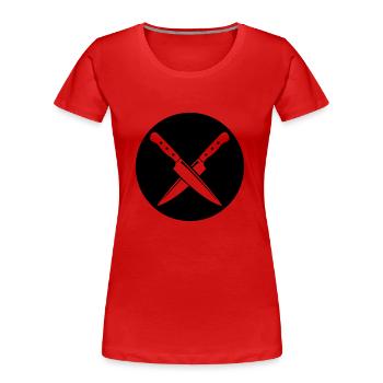 messer - Frauen Premium Bio T-Shirt - Rot - Vorne - Mia (176cm)
