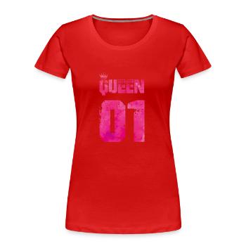 queen 01 pink - Frauen Premium Bio T-Shirt - Rot - Vorne - Mia (176cm)