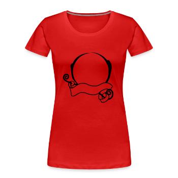 circle frame decorated swirling banner design logo - Women's Premium Organic T-Shirt - red - Front - Mia (176cm)