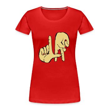 los_angeles_handzeichen_2 - Frauen Premium Bio T-Shirt - Rot - Vorne - Mia (176cm)