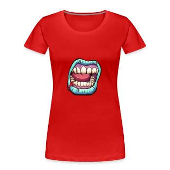 Gebiss Zähne Zombie Maske Gesichtsmaske - Frauen Premium Bio T-Shirt - Rot - Vorne - Mia (176cm)