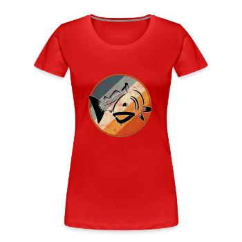 Dorsch - Dorschangeln Retro - Frauen Premium Bio T-Shirt - Rot - Vorne - Mia (176cm)