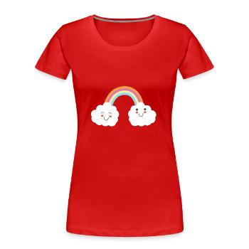 Happy smiling clouds with a rainbow - Women's Premium Organic T-Shirt - red - Front - Mia (176cm)