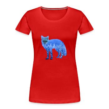 Double exposition animaux renard arctique cadeau renard arctique - T-shirt bio Premium Femme - rouge - Devant - Mia (176cm)