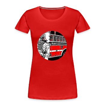 Feuerwehr - Frauen Premium Bio T-Shirt - Rot - Vorne - Mia (176cm)