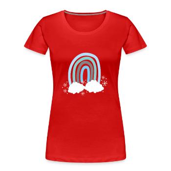 Blau Winter freundlicher Regenbogen - Frauen Premium Bio T-Shirt - Rot - Vorne - Mia (176cm)
