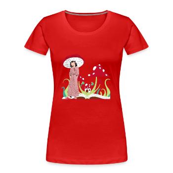 Pilzprinzessin, rote Champignons - Frauen Premium Bio T-Shirt - Rot - Vorne - Mia (176cm)
