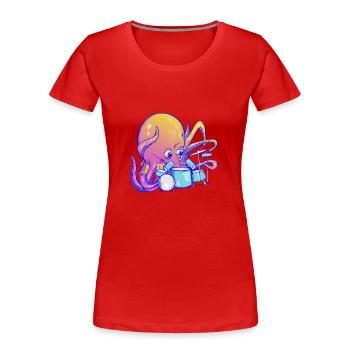 Octopus plays drums - Women's Premium Organic T-Shirt - red - Front - Mia (176cm)