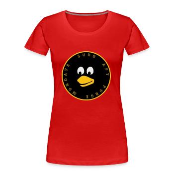 Linux Pinguin Tux Design - Frauen Premium Bio T-Shirt - Rot - Vorne - Mia (176cm)